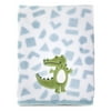 Parents Choice Appliqued Gator Soft Baby Blanket, Blue and White, Infant Boy