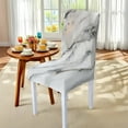 thumbnail image 4 of Xoenoiee White Marble Pattern 7 Pcs Chair Protector Cover and Tablecloth Set Stretch Removable Washable 55"x82" Table Cover and Seat Slipcover for Home Hotel Dining Room Banquet Wedding Party, 4 of 6