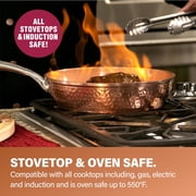 Gotham Steel Hammered 15 Pc Ceramic Pots and Pans Set Non stick, Ceramic Cookware Set with Utensils, Pots and Pans for Cooking, Non Toxic Pot and Pan Set, Kitchen Set, Oven/Dishwasher Safe, Copper