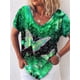 thumbnail image 5 of Camisetas con estampado de mariposa 3D para mujer, camiseta de manga corta de gran tamaño, Tops básicos informales holgados, camiseta de calle con cuello en V para mujer, Top, 5 of 5