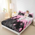 thumbnail image 4 of Manfei Abstract Marble Full Size Sheets 4-Piece, Black Pink White Bed Sheets, Modern Watercolor Marbling Sheet Sets, Luxury Bedroom Decor, 4 of 7