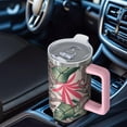 thumbnail image 4 of 40oz Floral Green Tumbler with Handle, Stainless Steel Leak Proof Flip Lid for Travel, 4 of 5