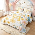 thumbnail image 3 of meiyoeat Floral Letter A Twin Quilt Set for Girls, Spring Daisy Groovy Twin Coverlet Set for Bedroom, Multicolor, 2pcs, 1 Comforter and 1 Pillowcase, 3 of 7