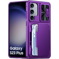 oupeigar For Samsung Galaxy S23  Plus Case with RFID Cards Holder, Sliding Camera Cover, Kickstand, Shockproof Protection - Purple