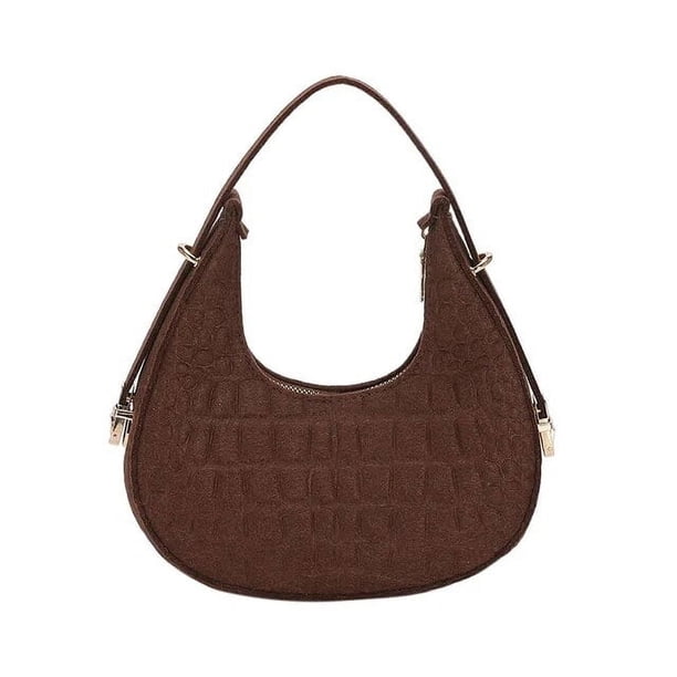 LHSHID Fashion Alligator Pattern Shoulder Bags for Women Small Handle Underarm Bag Clutch Felt Female Handbag with Purse