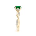 thumbnail image 3 of ANGARA Lab Grown Three Stone Round Emerald & Diamond Engagement Ring for Women in 14K Yellow Gold (Size-6.5mm) | May Birthstone, Birthday, Anniversary, Jewelry Gift for Women | Lab-Grown Emerald Ring, 3 of 9