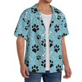 thumbnail image 4 of Xecao offers the Cute Dog Footprints for Men's Casual Short-sleeved Shirt, a button-up collared shirt with a pocket, perfect for beach vacations and yacht travel in the Small size., 4 of 7
