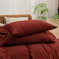 thumbnail image 6 of BESTOUCH Duvet Cover Set Oversized King 100% Washed Cotton Linen Feel Soft Chic Lightweight 3Pcs (Fired Brick Red, 120"x98"), 6 of 8