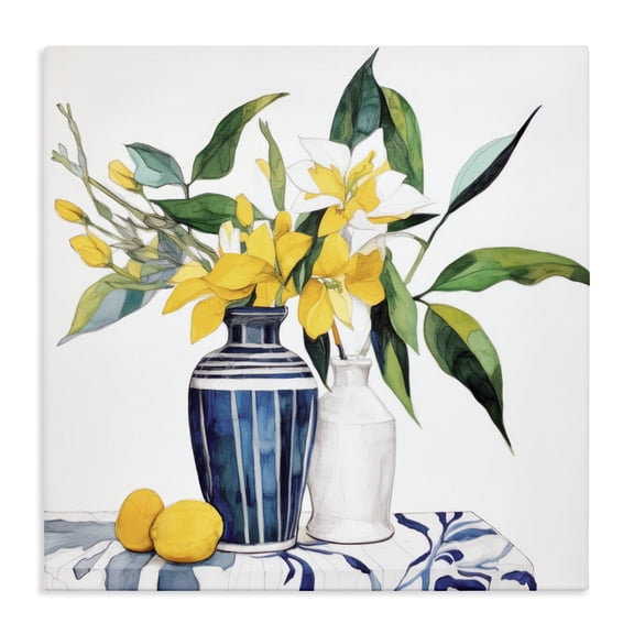 Stupell Industries Cottage Lemons And Blooms Table Canvas Art, 17 x 17, by Ray Powers