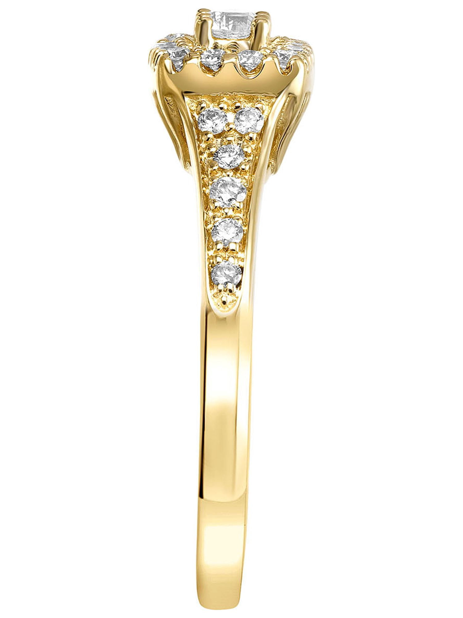 3/8ctw 14KT Yellow Gold Square Genuine Certified Diamond "Rosea" Engagement Ring by Keepsake (H-I, I2)