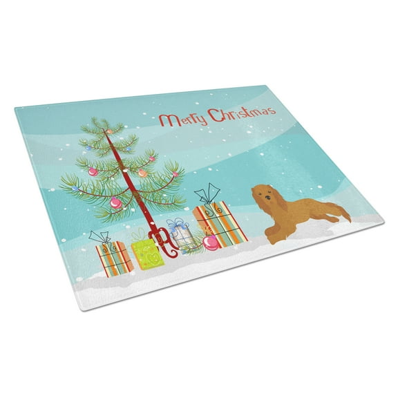 Caroline's Treasures CK3495LCB Ruby Cavalier King Charles Spaniel Christmas Tree Glass Cutting Board Large, 12H x 16W,