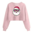 thumbnail image 2 of Craaazy Christmas T-Shirts For Women Funny Christmas Printed Casual Round Neck Long Sleeved Pullover Crop Tops Womens Tops, 2 of 6