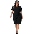 thumbnail image 3 of DARING DIVA Plus Size Vintage Belted Tie Pencil Casual Events Dress 3X Black, 3 of 6