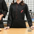 thumbnail image 3 of Stand Collar Long Sleeves Single Breasted Patch Pocket Chef Uniform Women Men Service Bakery Breathable Chef Shirt Work Clothing, 3 of 8