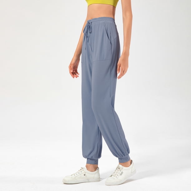 Pantalones deportivos casuales sueltos, de secado rápido, para correr, para hacer ejercicio, con cintura alta y cadera, para mujer