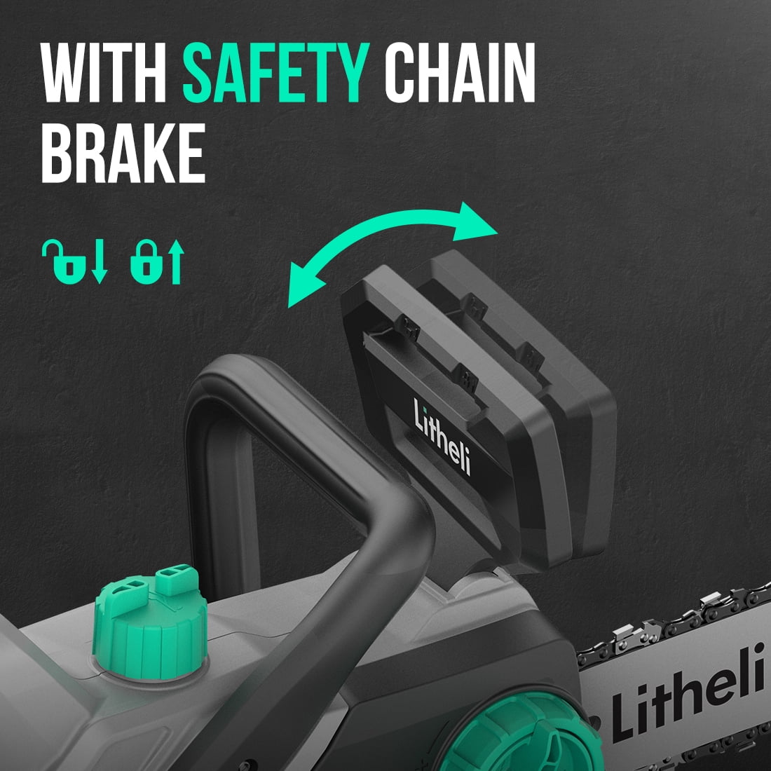 Litheli 20V 10" Cordless Handheld Chainsaw + 4.0Ah Battery Pack & Charger  for Tree Pruning, Branch Cutting, Yard, Garden