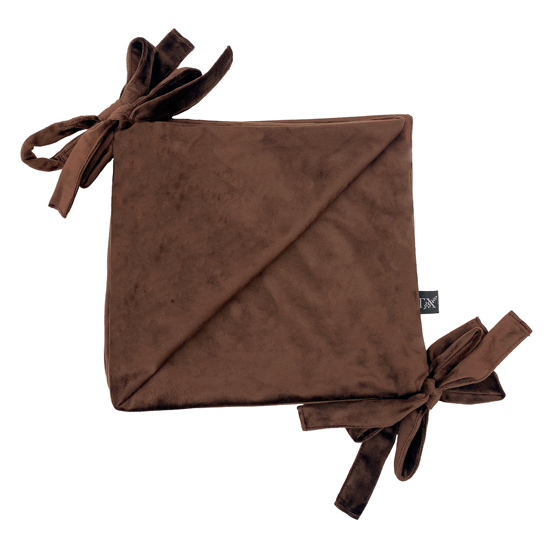 My Texas House Brown Velvet Bow Decorative Pillow Cover, 20 in x 20 in