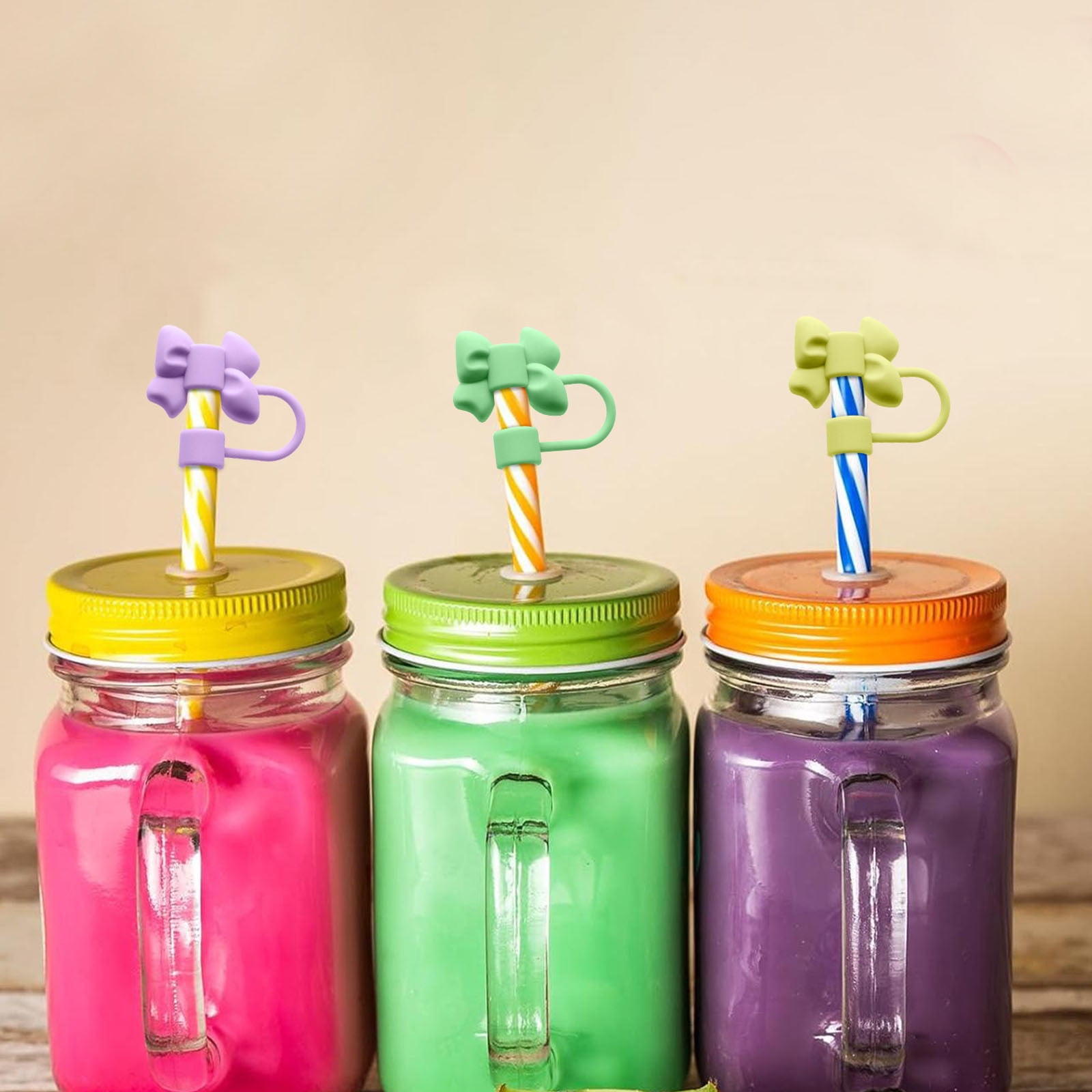 Kit 3 Couvercles De Paille En Silicone + 2 Breloques Lettre - Pour Tasses Stanley 30/40 Oz Et Autres Gourdes