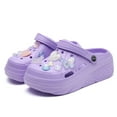 thumbnail image 3 of CERYTHRINA Gardener Platform Clogs Slippers Hight Heels Mules Clog Slip on Wedge Sandals Charm Purple Butterfly Nurse Clogs, 3 of 5
