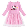 thumbnail image 4 of Hello Kitty Robe Princesse en Coton Imprimé Dessin Animé Mignon pour Enfants Robe Plissée Mode Étoile Lune Filet Manches Longues Jupe Décontractée pour Filles, 4 of 6