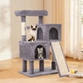 thumbnail image 4 of 36 inches Cat Tree for Indoor Cats Cat Tower with Scratching Posts Multi-Level Cat Furniture Condo with Ramp Perch Spacious Cat Cave (Ashy), 4 of 7