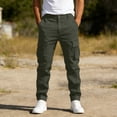 thumbnail image 2 of Men's Solid Color Four Pocket Button Zipper Waist Casual Cargo Pants, 2 of 9