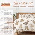 thumbnail image 6 of King 4 Piece Bedding Set Easter Bunny Tail Cartoon Style Soft Breathable Duvet Cover and Pillowcase, Brown Rabbit Retro Linen Duvet Cover Set Bed Sheets for Bedroom Dormitory Guest Room, 6 of 9