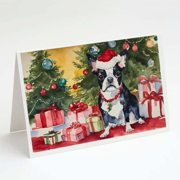 Boston Terrier Christmas Greeting Cards and Envelopes Pack of 8 7 in x 5 in