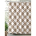 thumbnail image 2 of Shower Curtain Light Brown White Check Plaid Bathroom Curtains with Hooks, Waterproof Fabric Pastoral Style Bath Shower Curtains Set for Bathroom Bathtubs Decor 72x72 Inch, 2 of 8