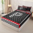 thumbnail image 2 of Homewish Racing Flag Zipper Twin Comforter Sets with Fitted Sheet and 2 Pillowcases for Kids Boys, Monogrammed P Zipper Bedding Set,4-Piece, Black Reversible, 2 of 6