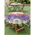 thumbnail image 4 of Outdoor Tablecloth with Umbrella Hole for Patio/Picnic/Party/Camping, Watercolor Forest Silhouette Waterproof Table Cloth Round Cover Washable, Retro Abstract Forest Trees Cream (Dia 60"), 4 of 8