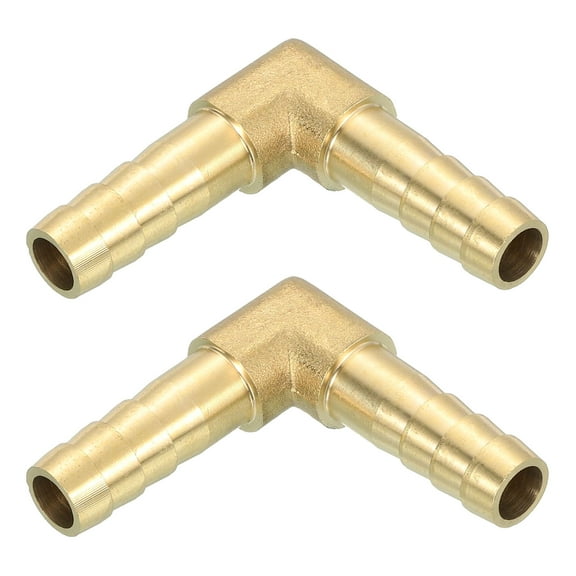 2 Pack Brass Hose Barb Fitting L Right Angle Elbow Connector Coupler, 5/16" ID Brass Fitting Air Hose Fittings for Connecting Water Fuel Air, Oil Hoses