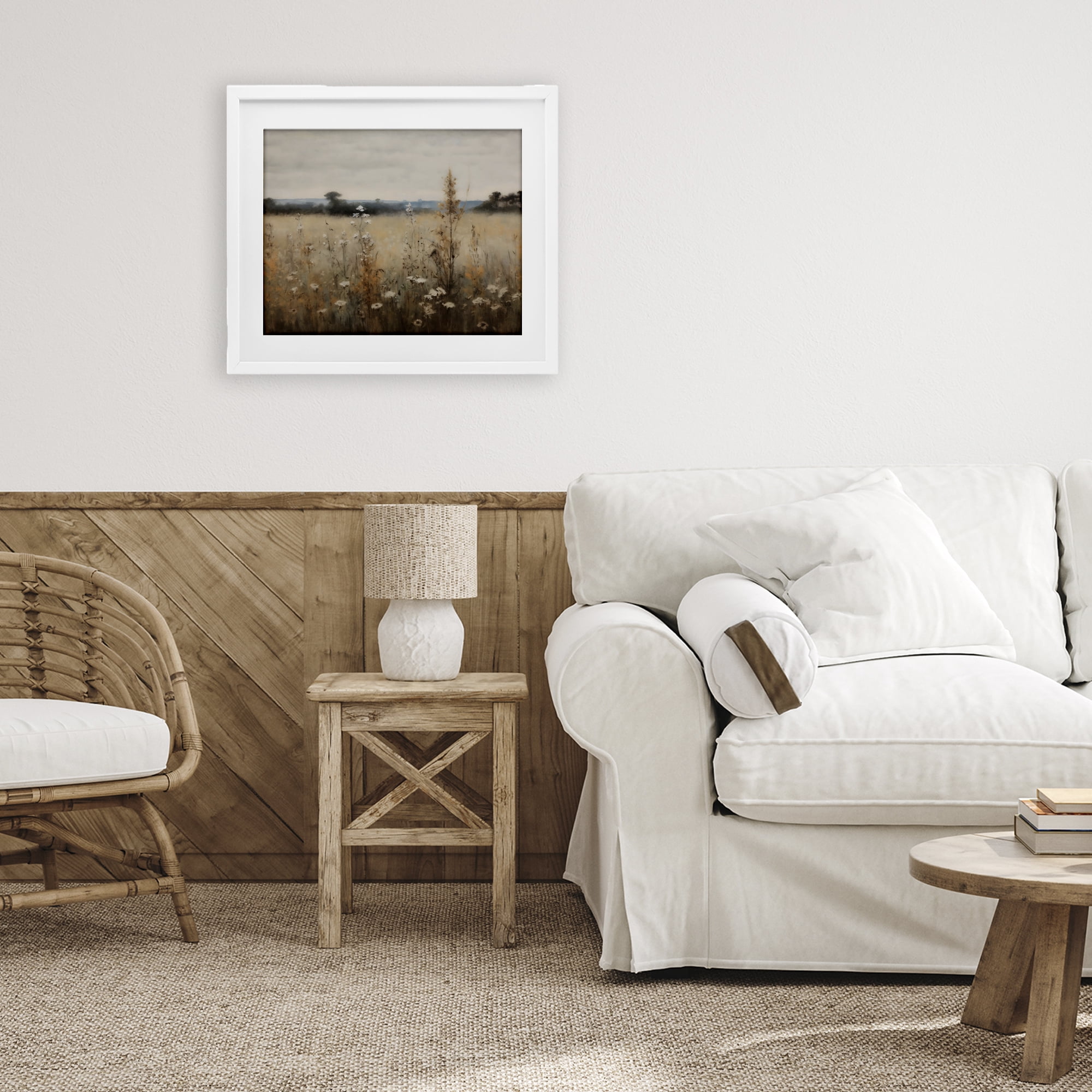 Stupell Industries Country Wildflowers in Misty Meadow White Framed Print Under Glass, design by Creative Studio