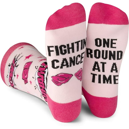

Beat Cancer Socks - Funny Novelty Gift for Cancer Survivor or Chemo Patient - For Women and Men (Pink Boxing Gloves)