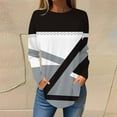 thumbnail image 2 of Casual Tops for Women Plus Size Trendy Long Sleeve Crew Neck Striped Printed Pullover Shirts Fall Loose Fitting Tunics Blouse,Black,S, 2 of 5