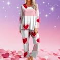thumbnail image 2 of Cavosen Valentine's Day Cute Womens Pajamas Long Sleeve Crew Neck Shirt Wide Leg Pants Heart Printed Lightweight Comfy Sleepwear Pink XL, 2 of 6