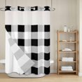 thumbnail image 2 of No Hook Shower Curtain, Black White Plaid Long Bathtub Curtains with Snap in Liner, Spring Farmhouse Buffalo Checkered Waterproof Washable Fabric Shower Curtain Set, 72"W x 84"L, 2 of 9