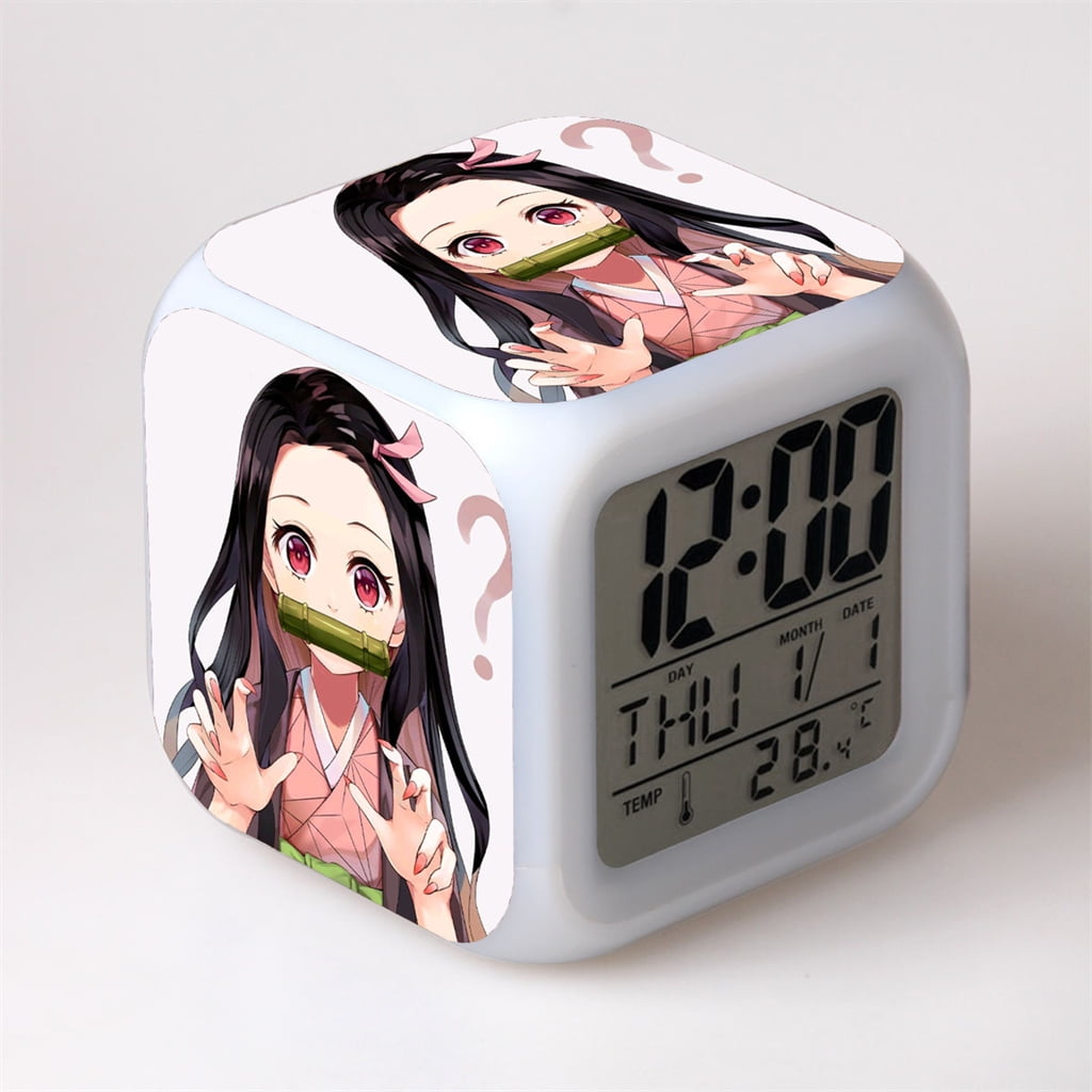 Anime Demon Slayer Alarm Clock Nezuko Tanjiro Zenitsu Action Figure LED