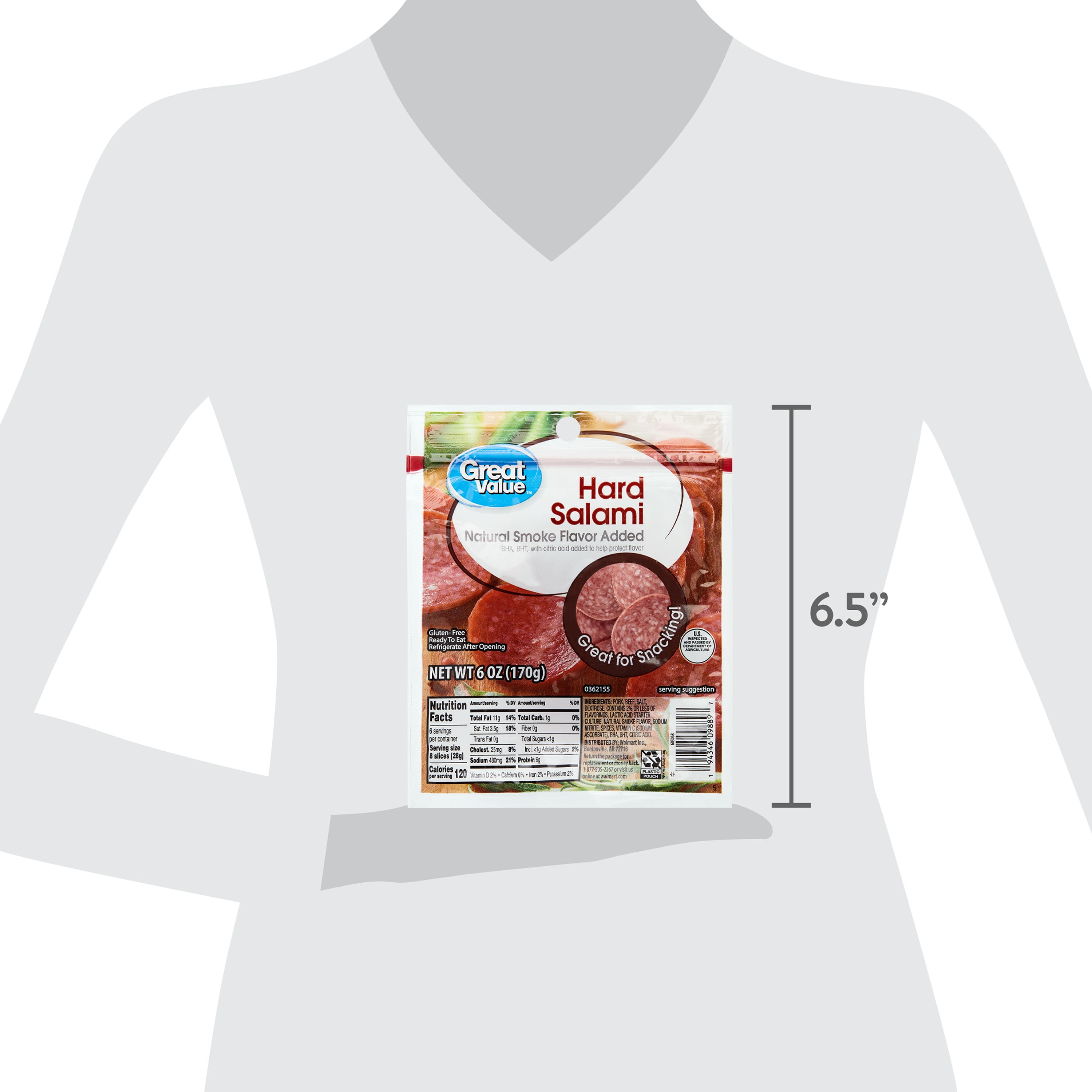 Great Value Sliced Hard Salami 6oz Ready to Eat
