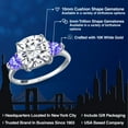 thumbnail image 2 of Gem Stone King 10K White Gold White Moissanite and Blue Tanzanite Engagement Ring for Women | 5.80 Cttw | Cushion 10MM | Gemstone Birthstone | Size 9, 2 of 6