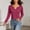 Wine, variant on TKLPEHG Women V Neck Long Sleeve Top, Slim Fit Crop Shirt , Solid Color Casual Dressy Blouse with Ruffled Hem (Navy,S)