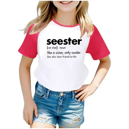 

Shirts for Girls Fashion Children Kids Summer Short Sleeve Letter Printed Blouse Casual Tunic Clothes Simply Be Clothes Top 9-10 Years