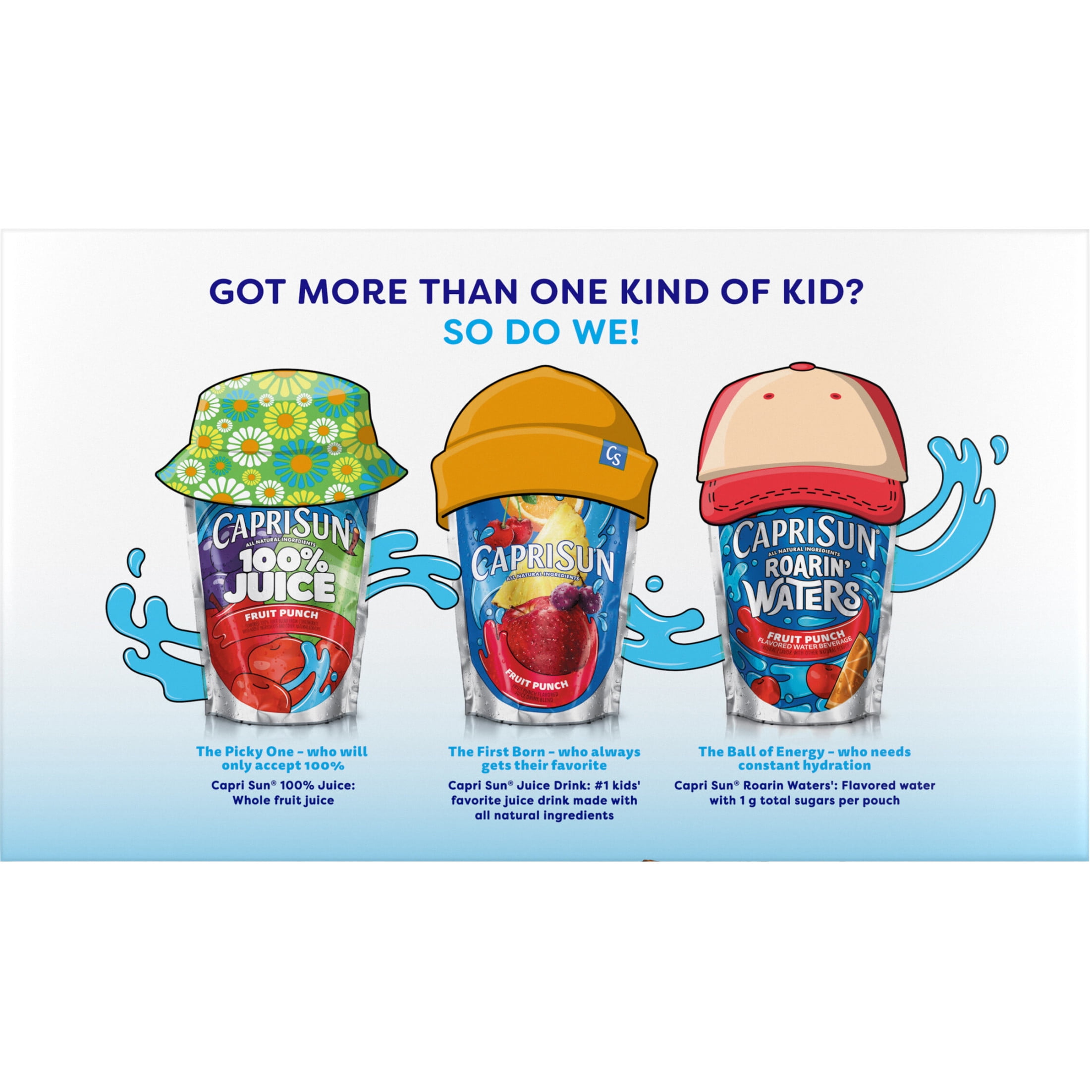 Capri Sun Roarin' Waters Flavored Water Beverage, 10 Pouches, for School Lunches and On-the-Go Hydration, Tropical Punch Natural Flavor with Other Natural Flavor, All Natural Ingredients, 6 oz