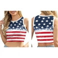 thumbnail image 3 of Color Cosplayer American USA Flag Crop Tank Tops for Women T Shirt Patriotic 4th of July Vest Tops B298-1005 XL, 3 of 5