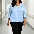 thumbnail image 4 of Aboser 3/4 Sleeve Scrub Tops for Women Plus Size V Neck Nursing Shirts Workwear Breathable Soft Scrubs Shirt Solid Color Uniform Tops with Pockets, 4 of 6