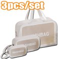 thumbnail image 2 of Cheers.US 3 Pcs/Set Clear Cosmetic Bag Travel Toiletry Bag with Zipper Vinyl PVC Make-up Pouch Handle Straps for Women Men, Waterproof Packing Organizer Storage Diaper Pencil Bags, 2 of 7