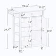 thumbnail image 5 of Gzxs Kitchen Island, Small Rolling Kitchen Cart with Open Storage Shelves, Dining Serving Utility Trolley on Wheels with Drawer & Cabinet, Towel Rack, Rubberwood Top, White+Natural, 5 of 9