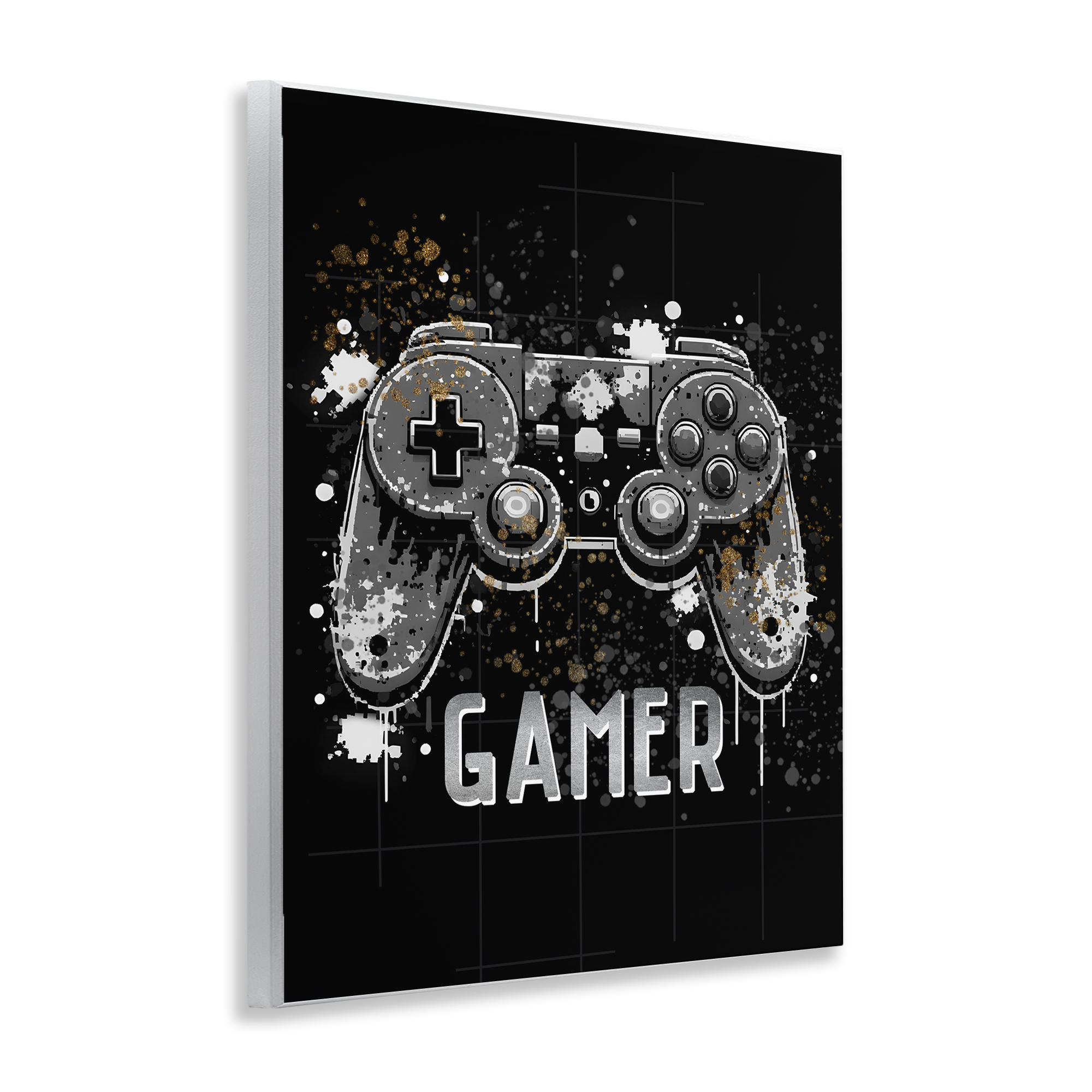Stupell Industries Gamer with Modern Splash Entertainment Painting Unframed Art Print Wall Art, 11 x 14