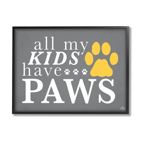 Stupell Industries My Kids Have Paws Pet Phrase Graphic Art Black Framed Art Print Wall Art, Design by K. Kaufman
