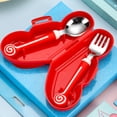 thumbnail image 4 of 1 Set Kids Tableware Silicone Handle Learning Spoon Fork Toddler Eating Tool, 4 of 9